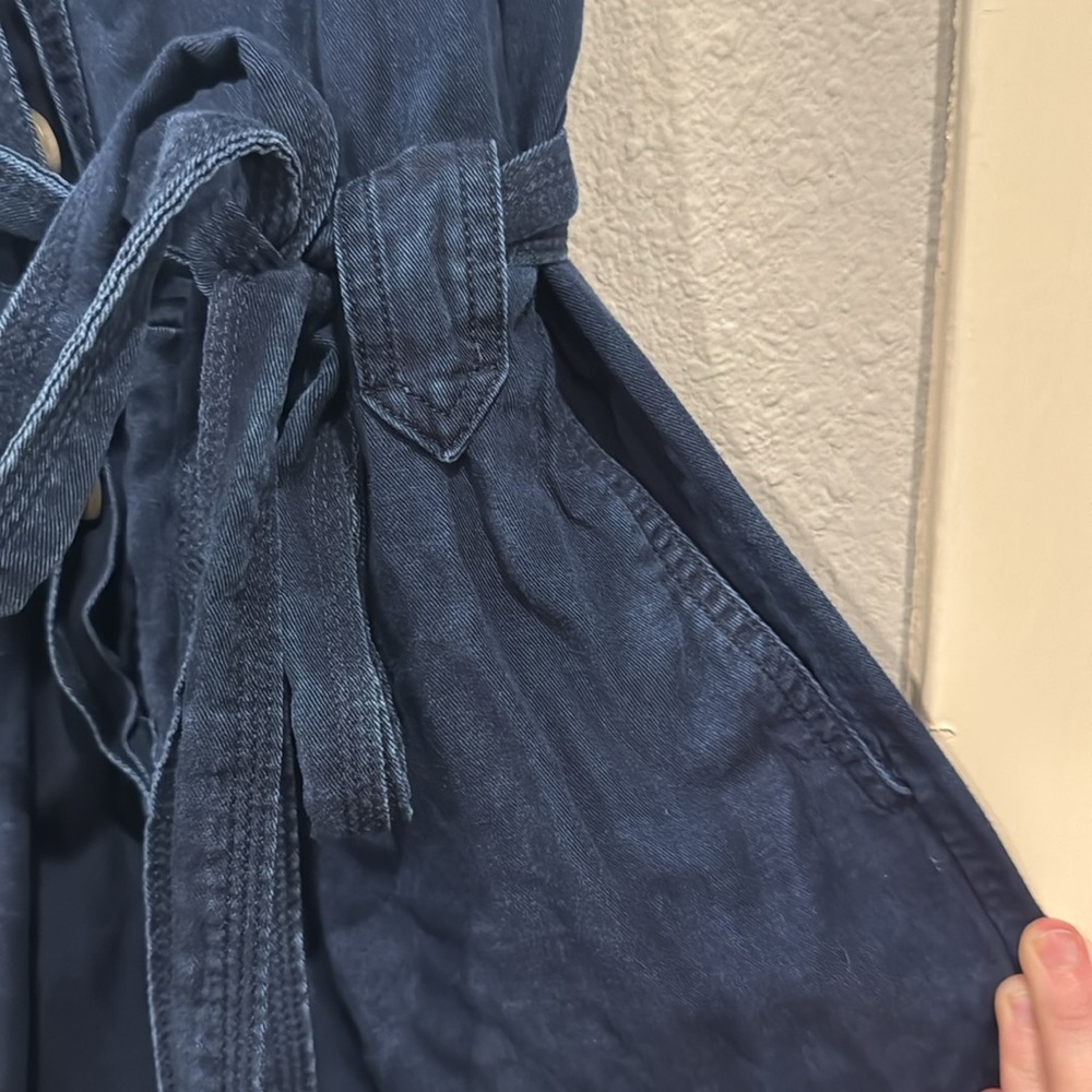 Banana Republic Utility Jumpsuit Sleeveless Chambray Denim Button Tie Pickets - Picture 11 of 14